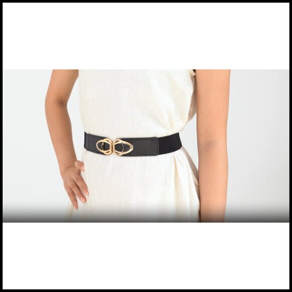 Thin Elastic Belts Vintage Fashion Waistband Stretch Skinny Gold Buckle 4 Pack main image 6